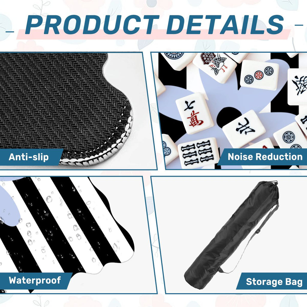 The Daisy Mae Black And White Striped Preppy Scalloped Mahjong Mat