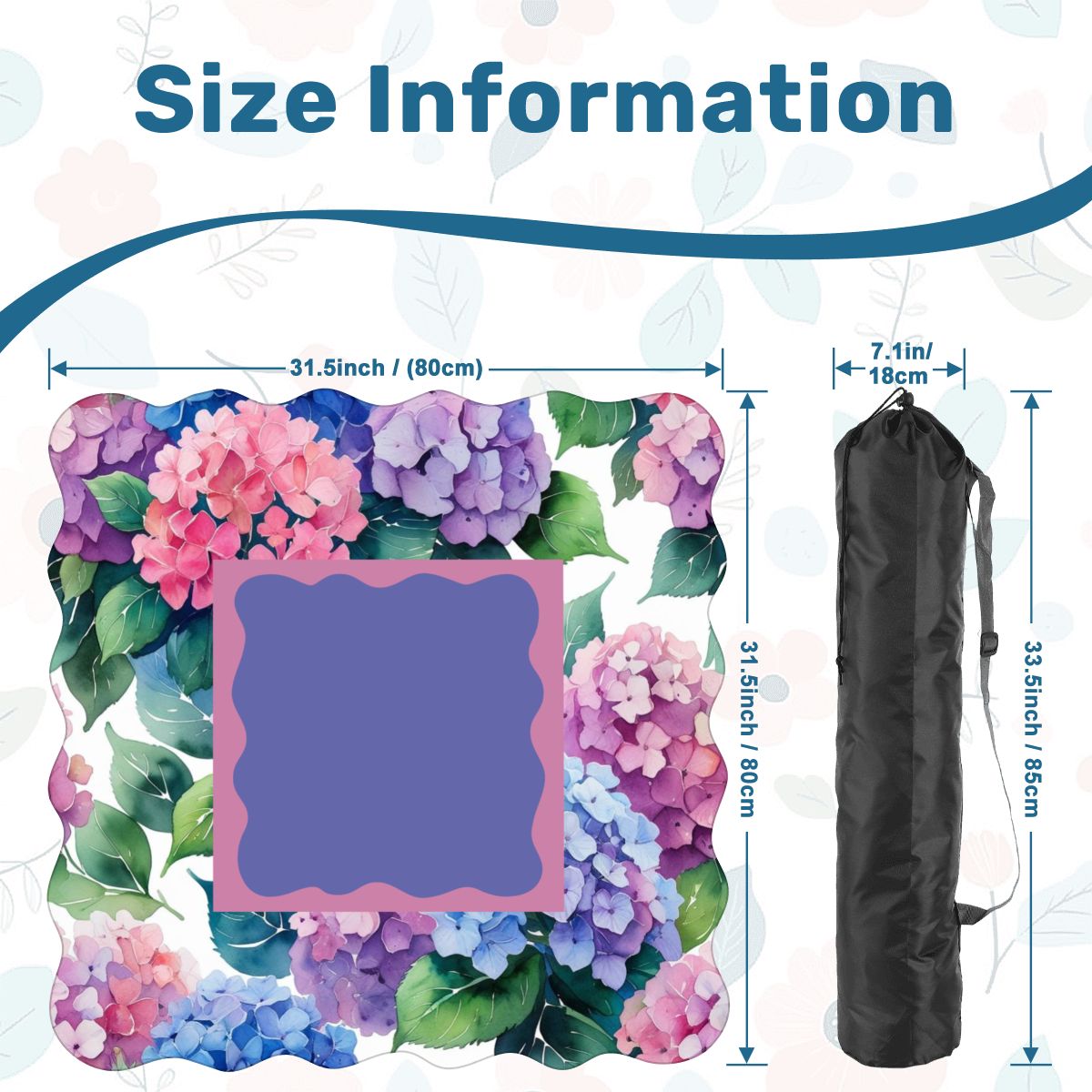 Watercolor Blooming Hydrangeas Scalloped Mahjong Mat