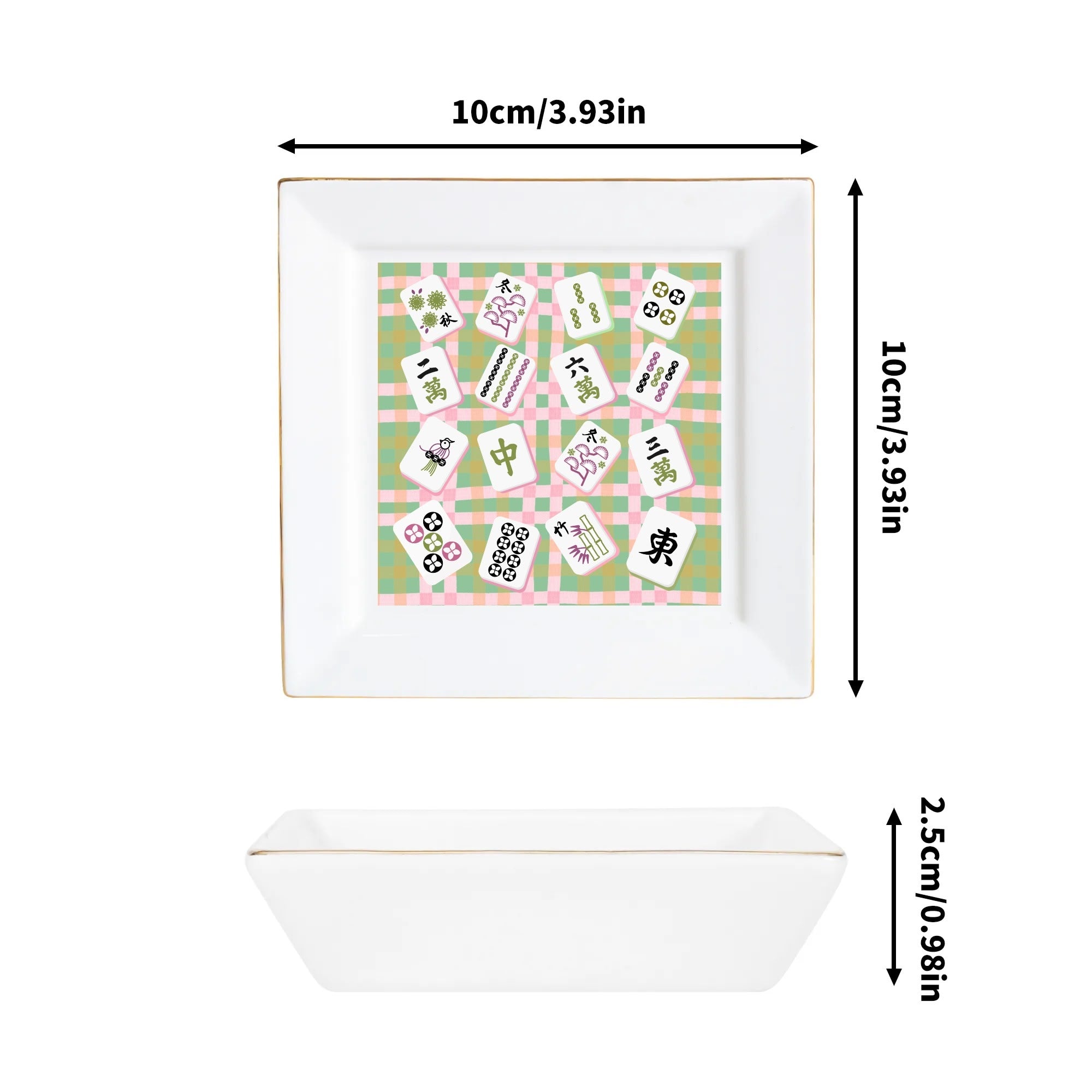Mahjong Snack, Dessert Pretty  Ceramic Square  Appetizer Plates