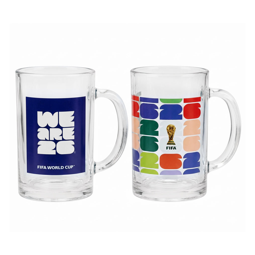 FIFA We Are 26 & Trophy Set of 2 Glass Mugs With Handle  21 OZ.