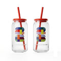 FIFA World Cup Trophy Set of 2 Glass Sippers with Lid and Straw