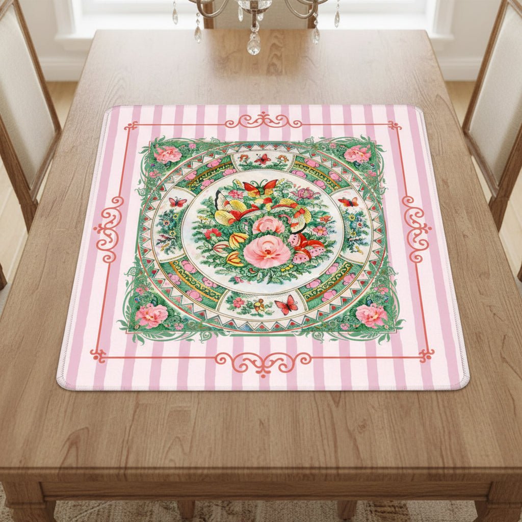 Vintage Chinese Rose Canton Chinoiserie Mahjong Mat