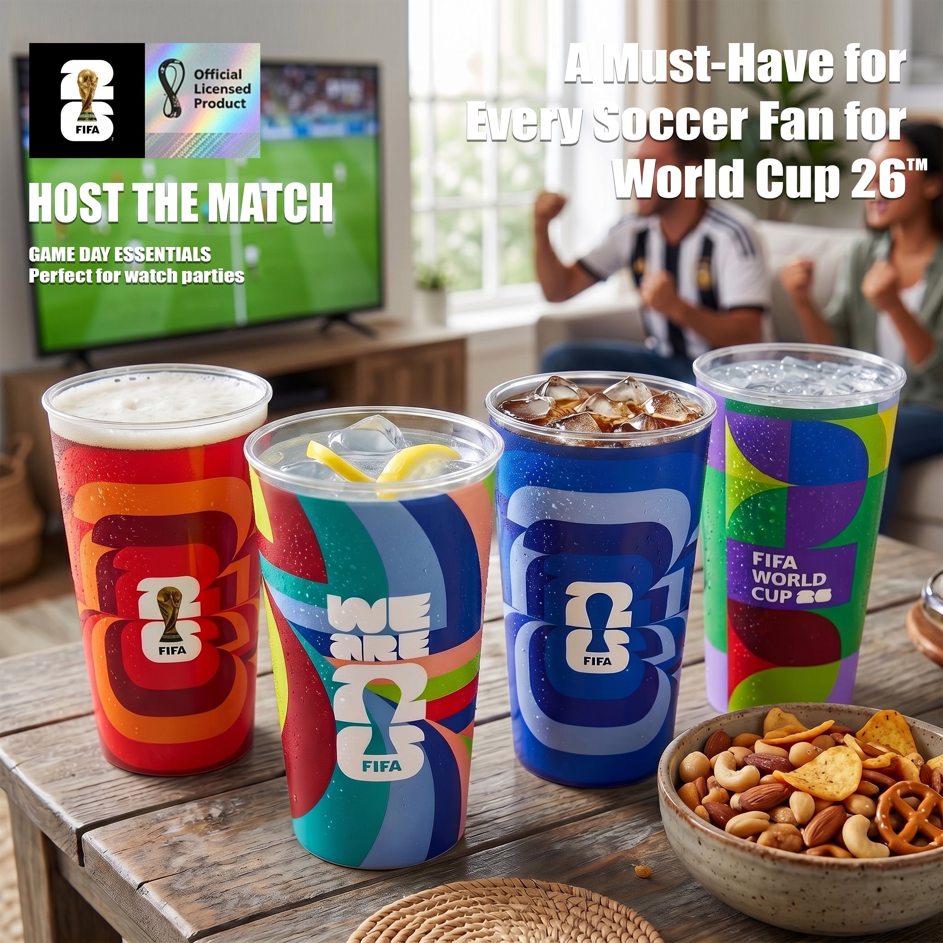 Official FIFA World Cup 2026 Edition 17 Oz Glass Tumblers