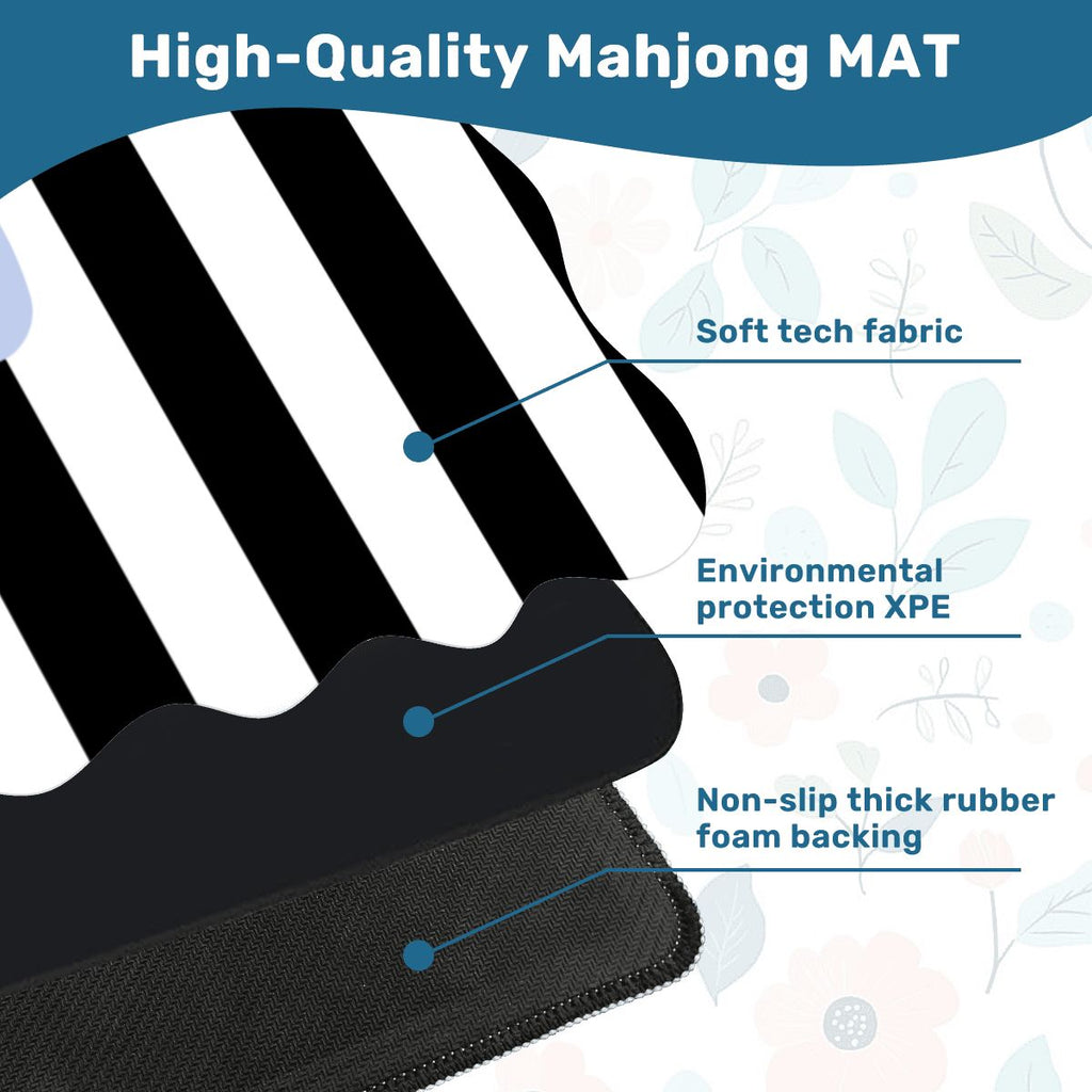 The Daisy Mae Black And White Striped Preppy Scalloped Mahjong Mat