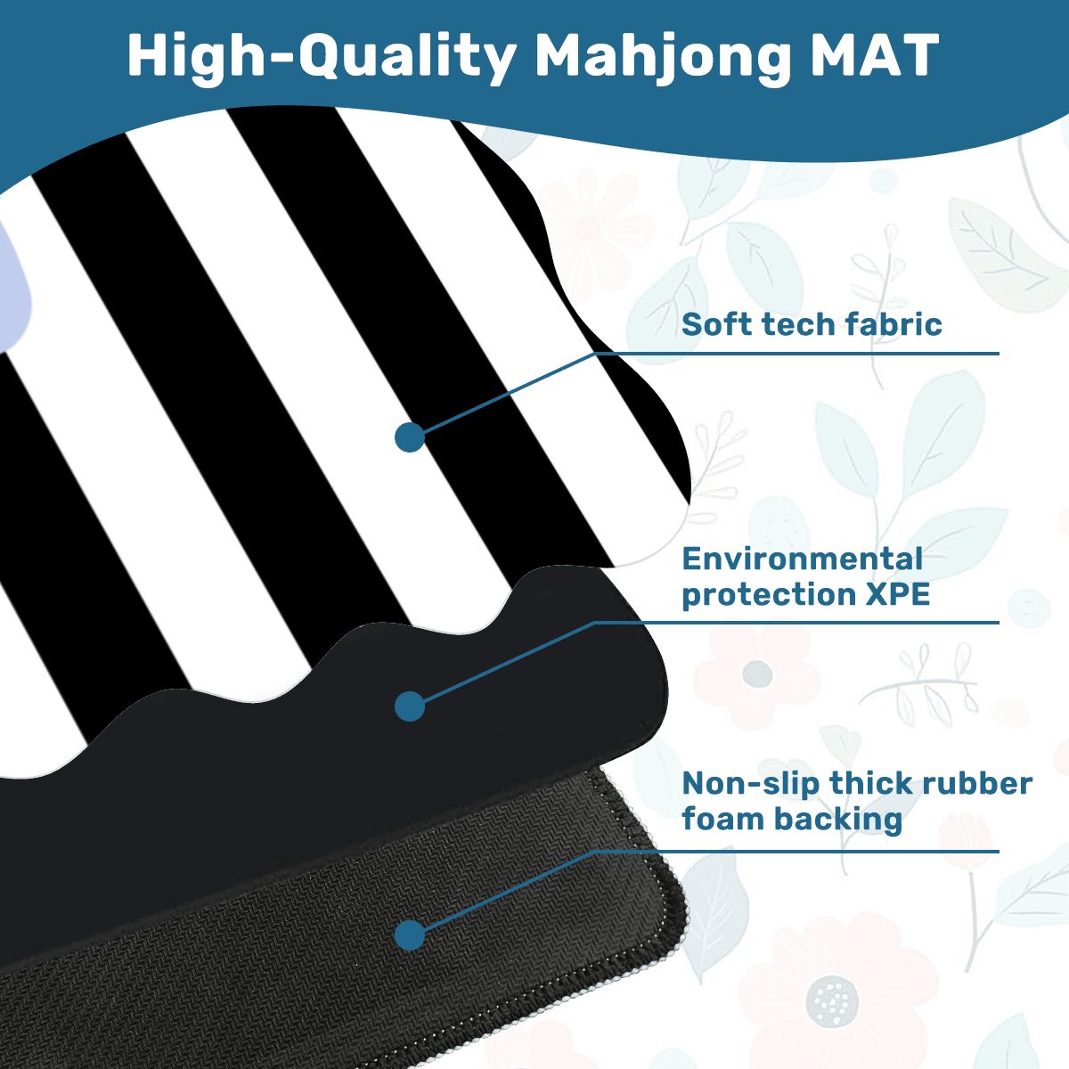 The Daisy Mae Black And White Striped Preppy Scalloped Mahjong Mat