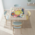 Asian Chinoiserie Tobacco Leaf Scalloped Mahjong Mat