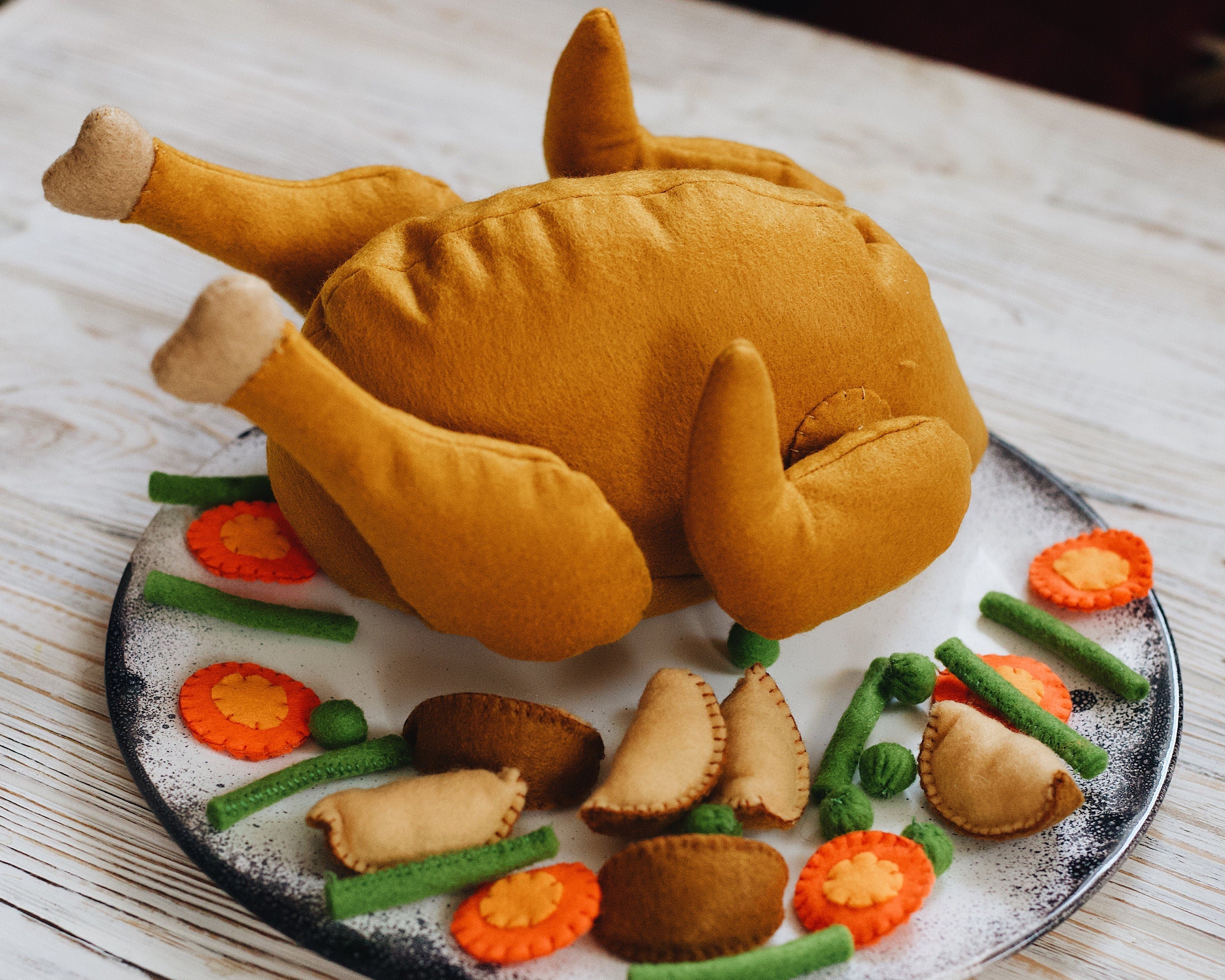 Chicken / turkey on magnets plush toy Pretend play food