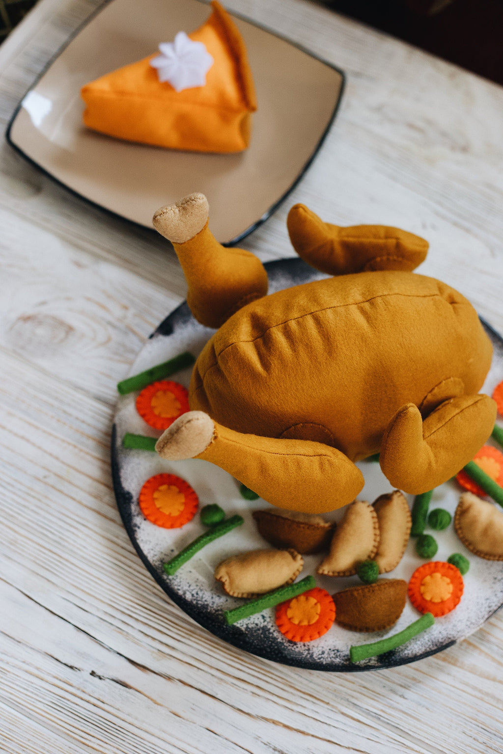 Chicken / turkey on magnets plush toy Pretend play food