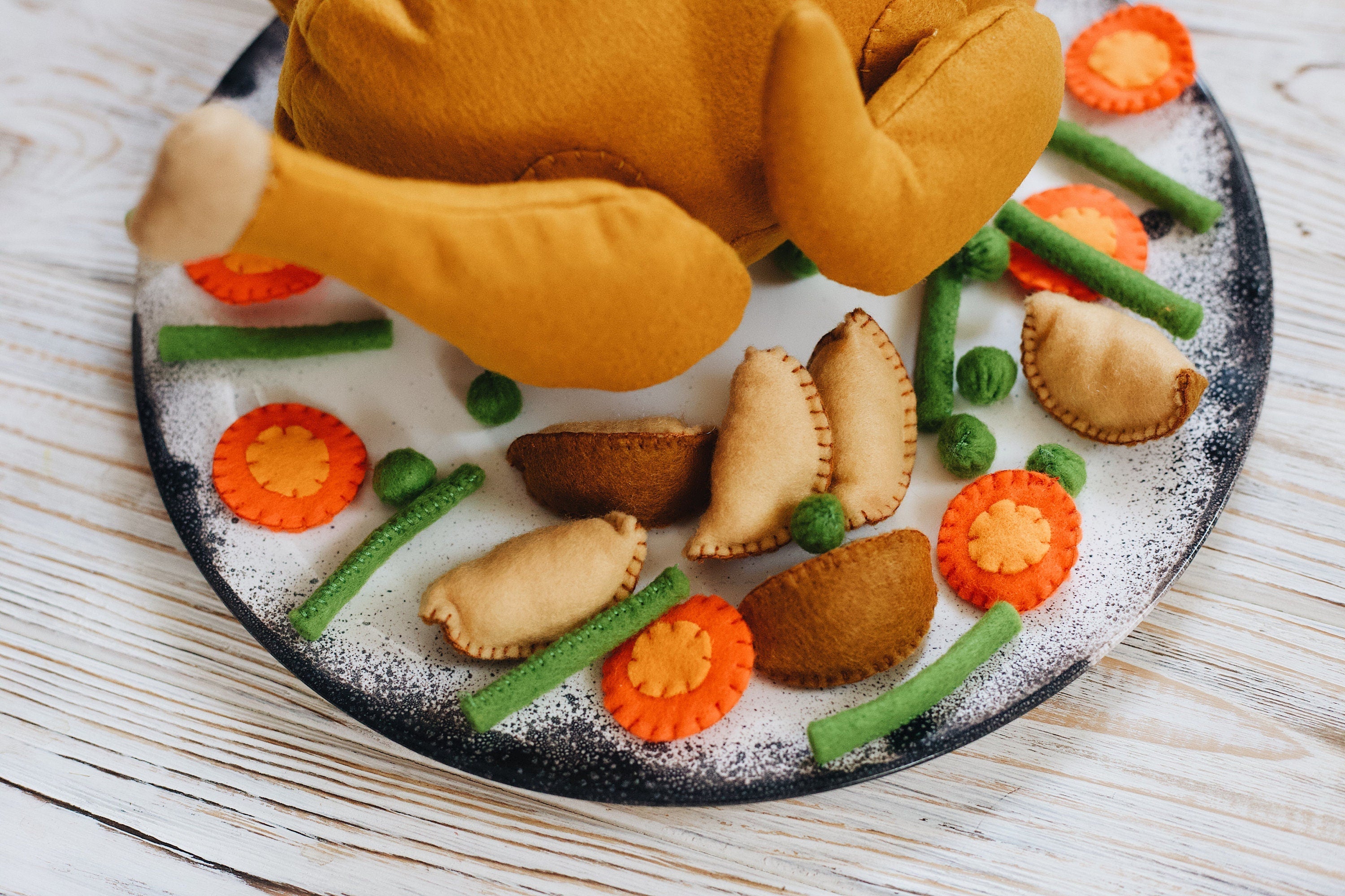 Chicken / turkey on magnets plush toy Pretend play food