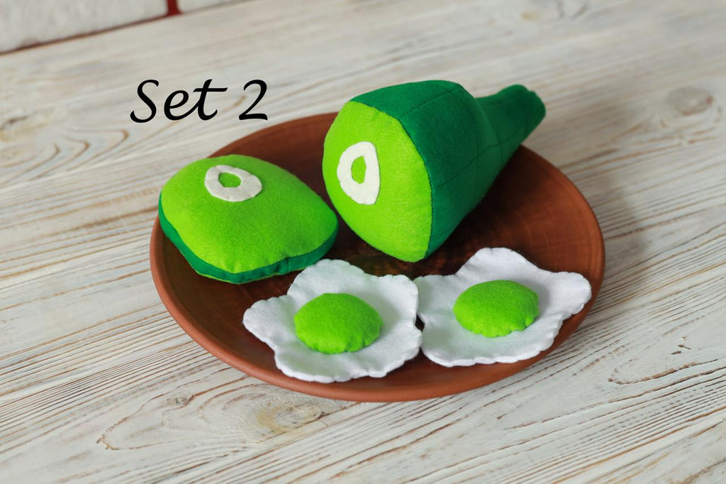 Green eggs and ham plush toy Pretend play food