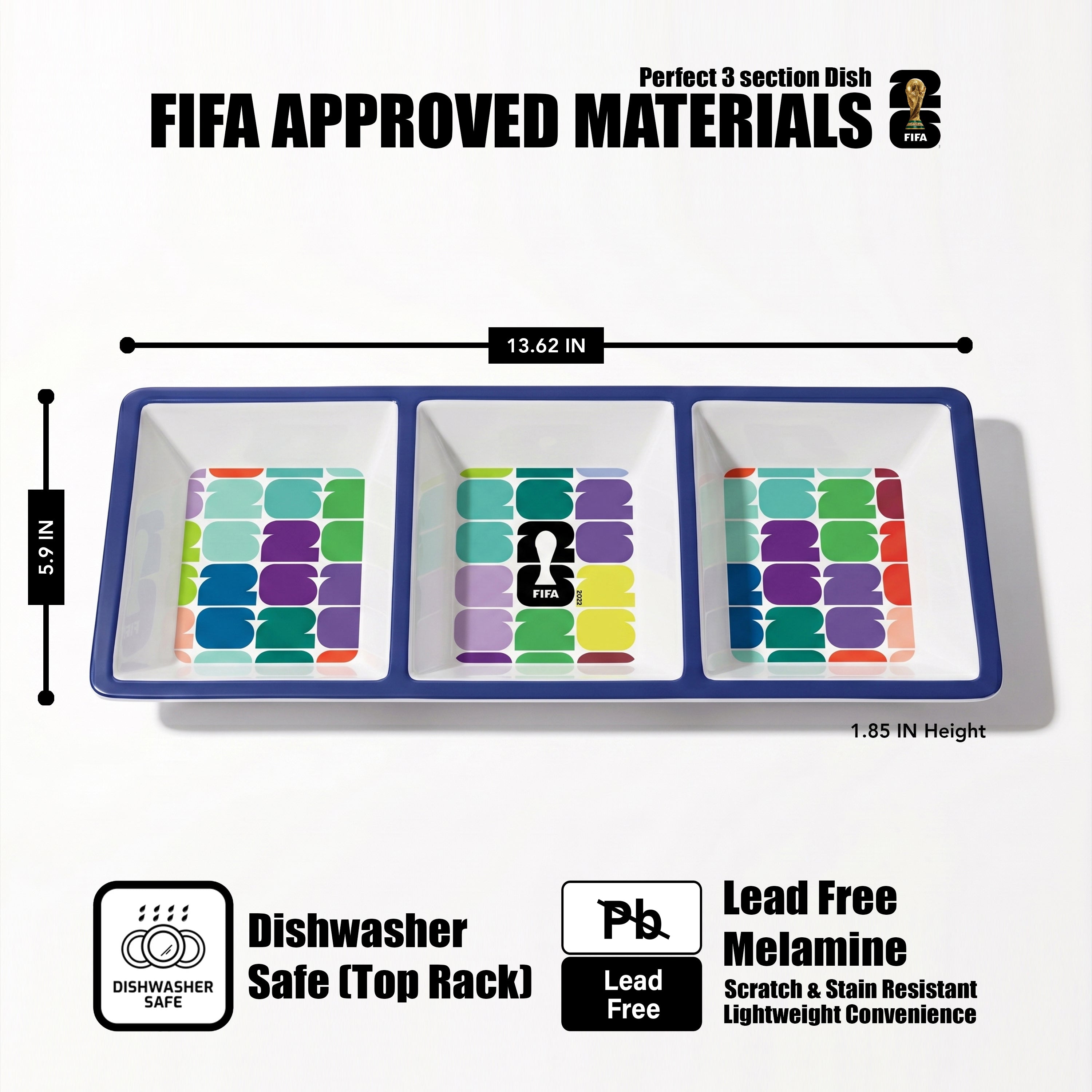 FIFA 2026 Melamine 3 Section Dish