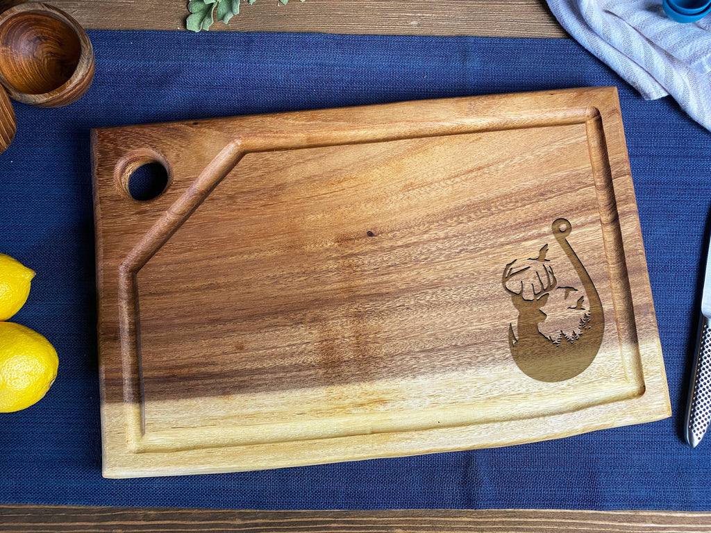 Medium Live Edge Square End Board with Hanging Hole and Juice Groove