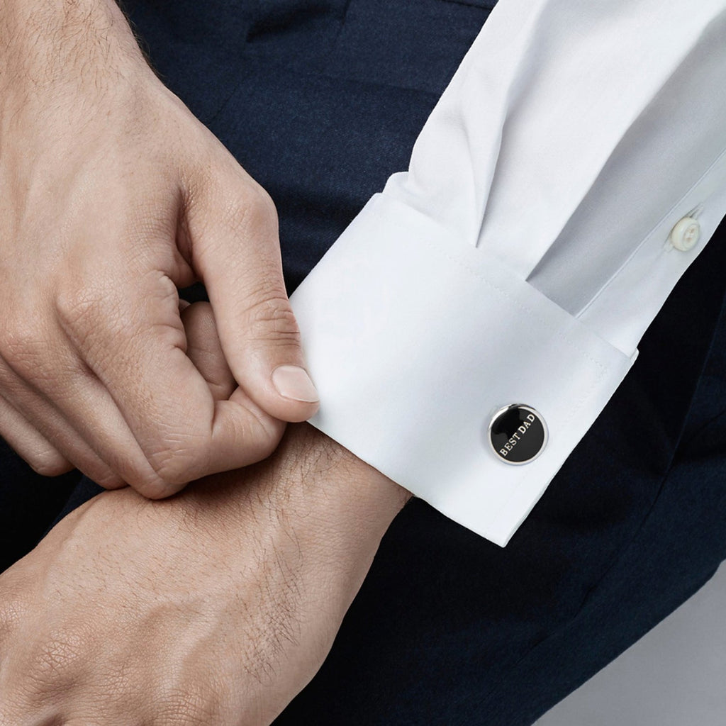 Best Dad Black Stainless Steel Cufflinks