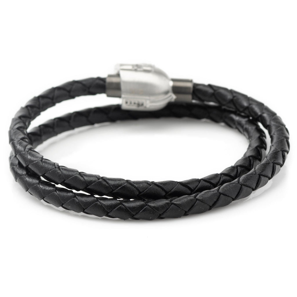 Star Wars Mandalorian Double Wrap Stainless Steel Black Bracelet