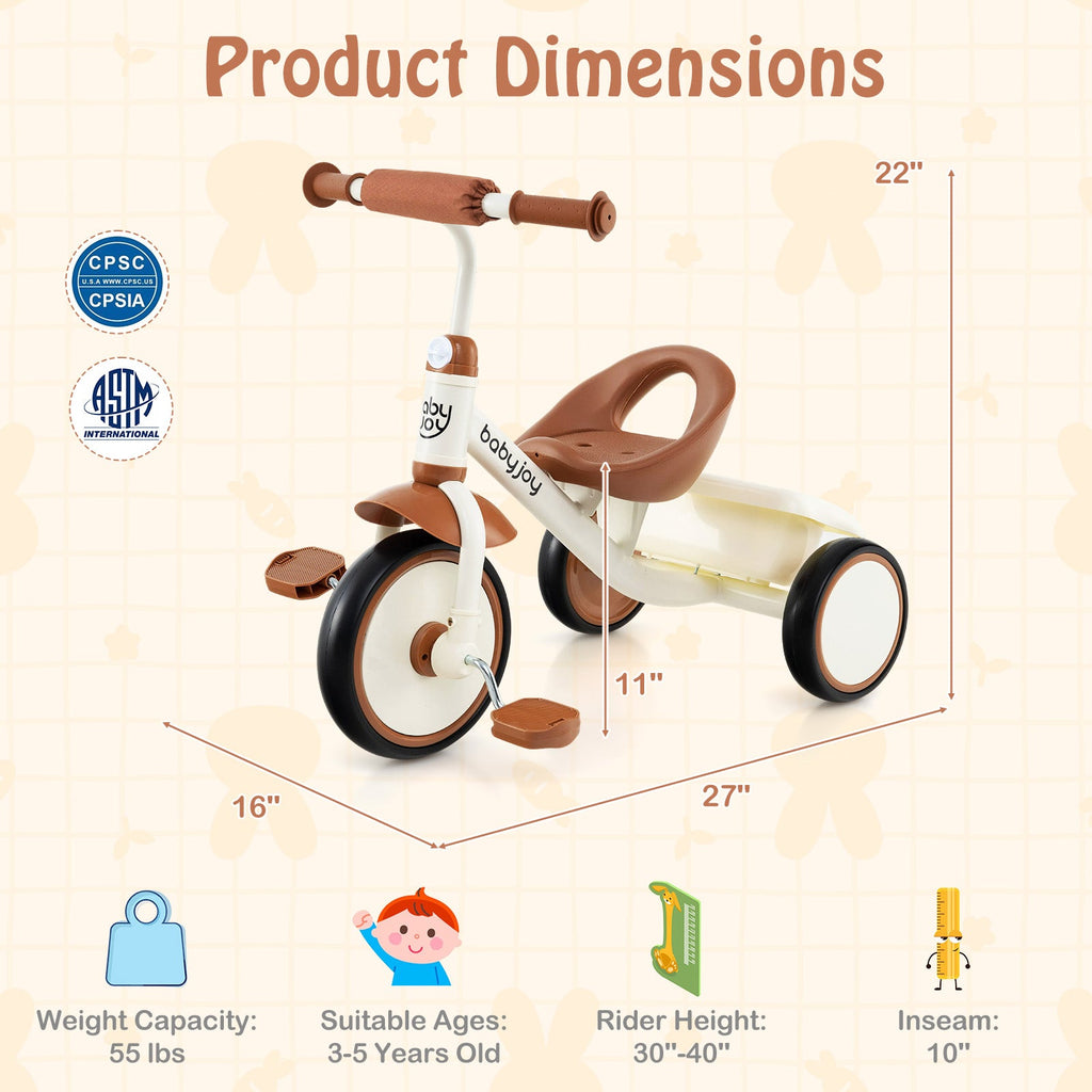 Toddler Tricycle Kids Trike with Adjustable Seat and