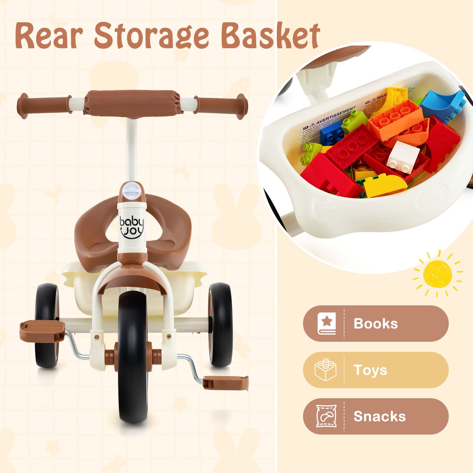 Toddler Tricycle Kids Trike with Adjustable Seat and