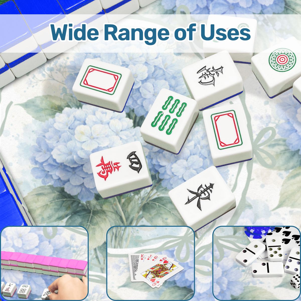 Baby Blue Floral Hydrangea Mahjong Mat 33"x33"