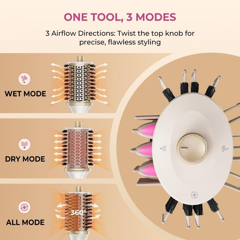 GOMYTH V1 Upgraded 4-In-1 Blow Dryer Brush with Heated Comb - Volumizer Hair Dryer Brush for Hair Drying & Styling, Salon Blowouts, Frizz-Free Shiny Hair, Reduced Heat Damage, Suitable for All Hair Types