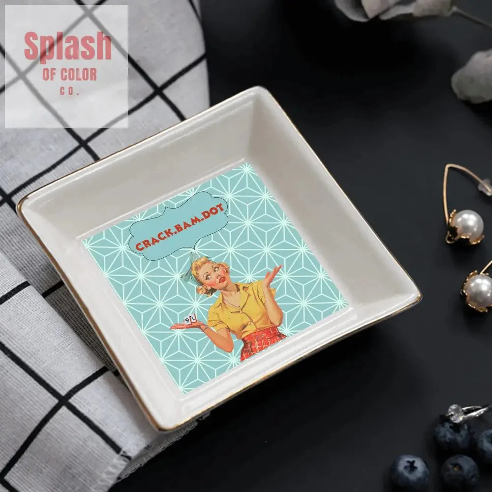 Crack Bam Dot, Notalgic Modern Funny Mahjong Dessert, Appetizer Party Plates