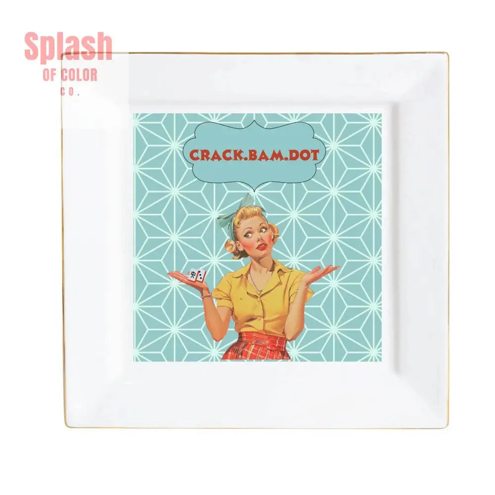 Crack Bam Dot, Notalgic Modern Funny Mahjong Dessert, Appetizer Party Plates