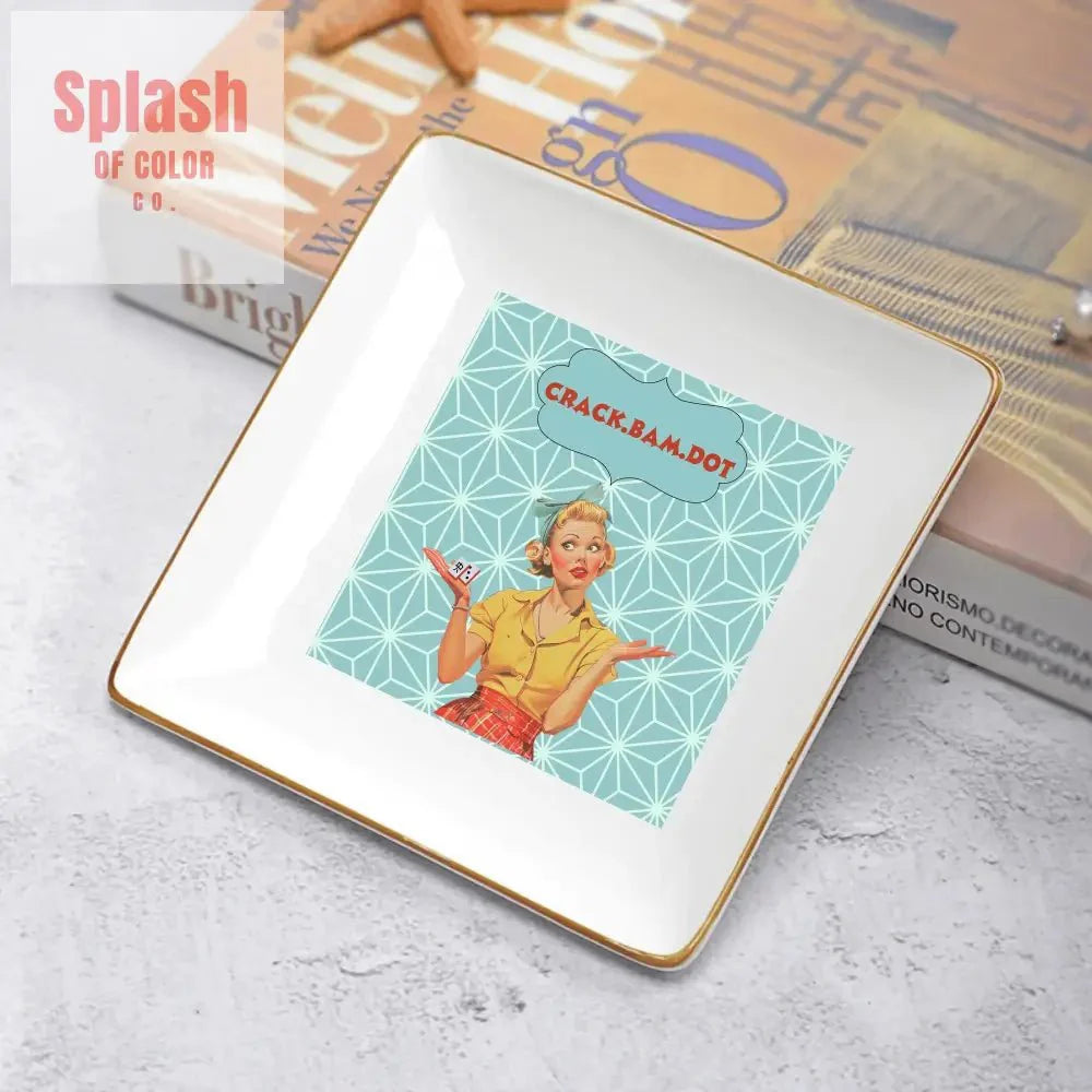 Crack Bam Dot, Notalgic Modern Funny Mahjong Dessert, Appetizer Party Plates