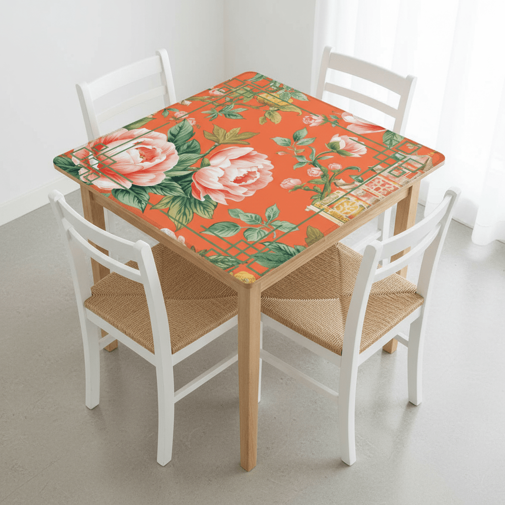 Chinoiserie Blooming Peonies Mahjong Mat