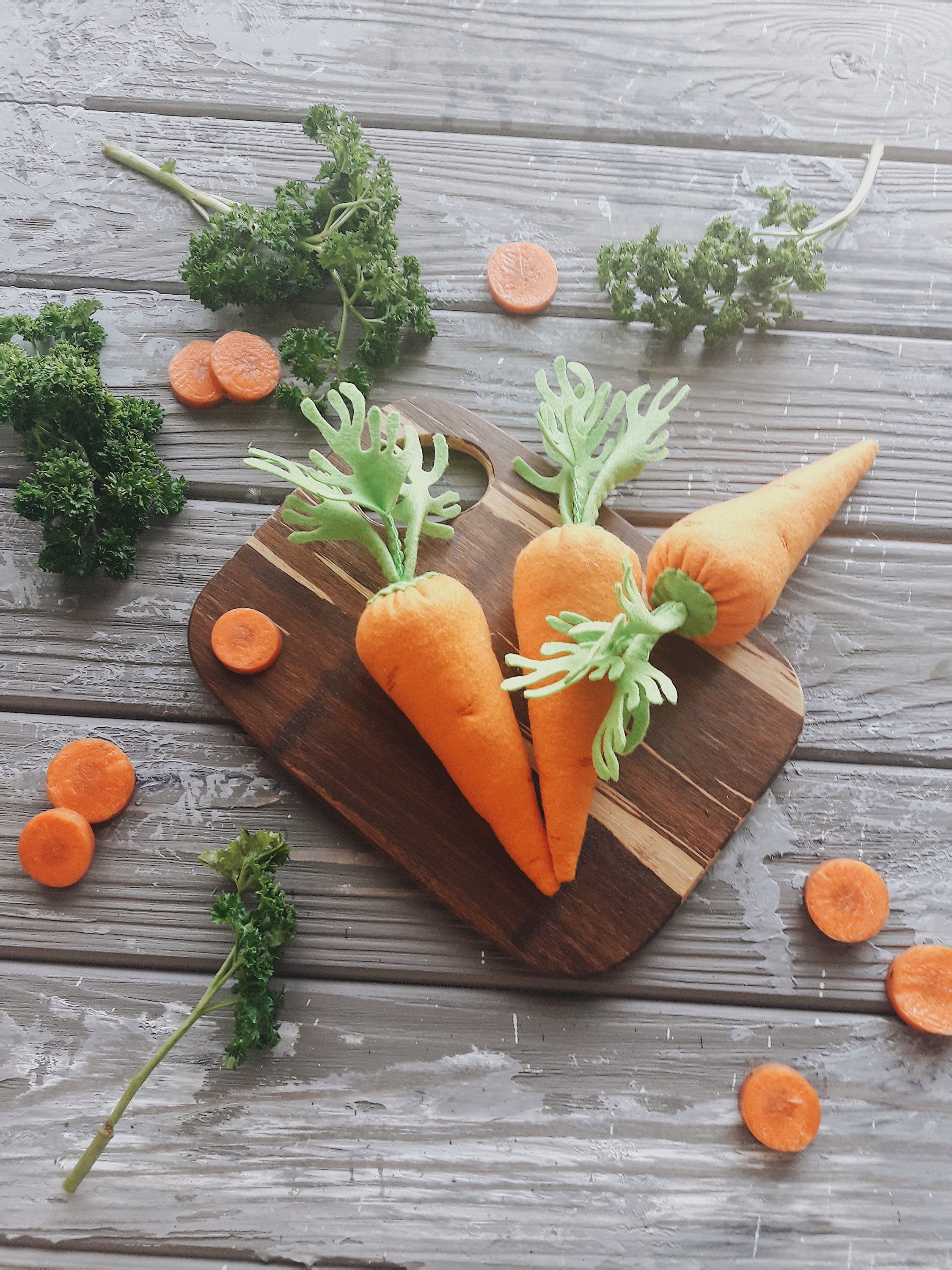 Carrot play food, felt food vegetables